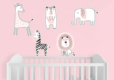 Pink Pastel Safari Animal Set
