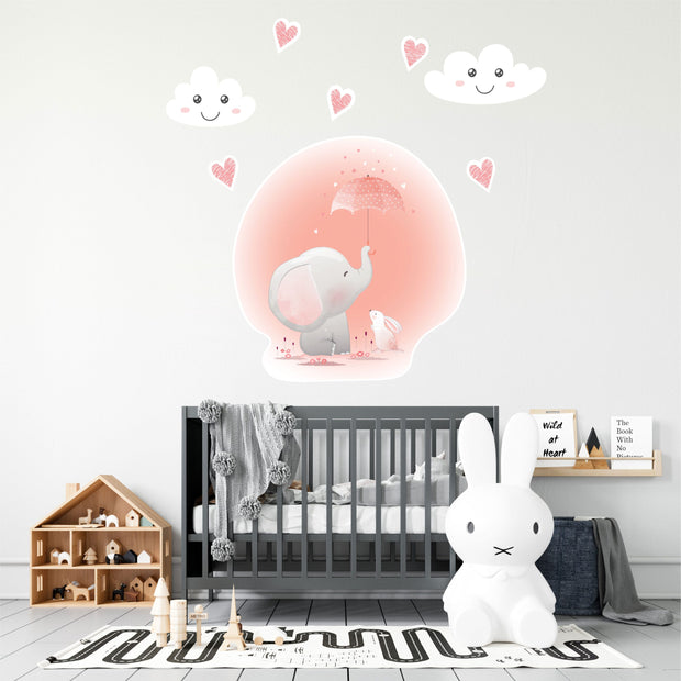 Elephant With Raining Hearts
