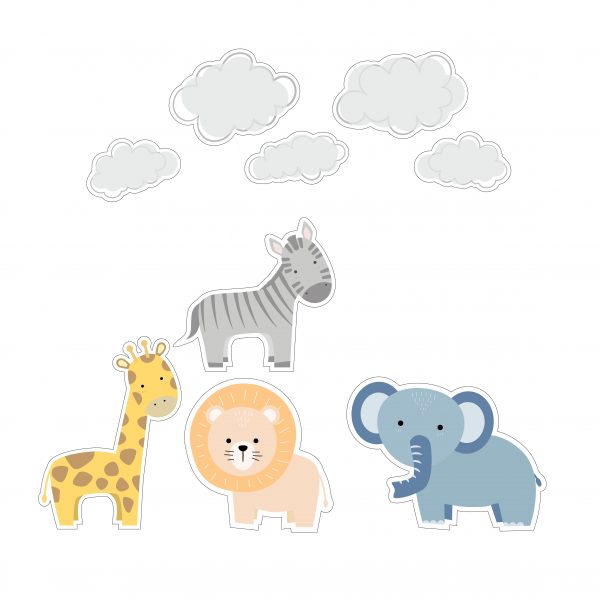 Safari Animals With Clouds Set