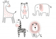 Pink Pastel Safari Animal Set