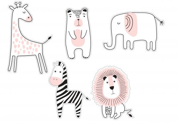 Pink Pastel Safari Animal Set